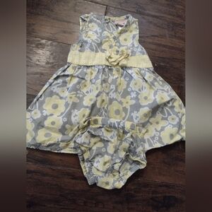 Little Lass Gray and Yellow Matching Set with Elegant Bow Size 12 Months.